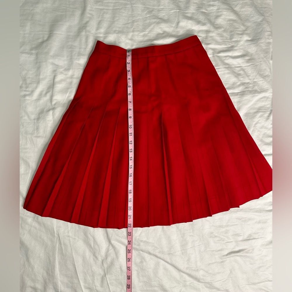 Vintage 80s Talbots Red Wool Pleated Skirt Size 10 Made USA High Waist 29” - Picture 8 of 10